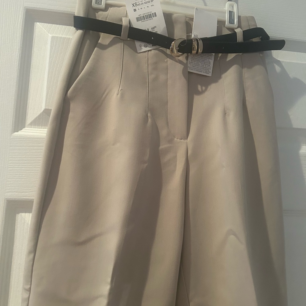 Zara Cream belted  Pants